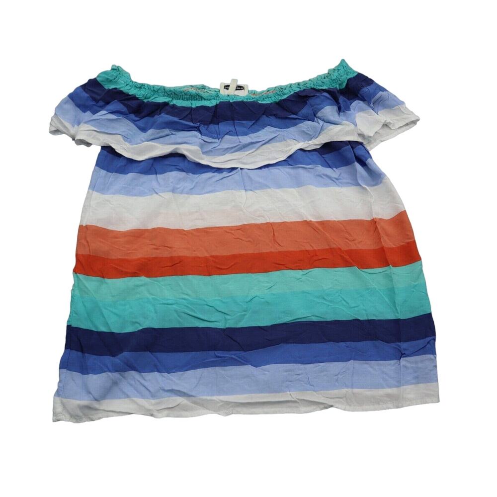 Grand and Greene Shirt Womens S Multicolor Stripe Off the Shoulder Casual Blouse
